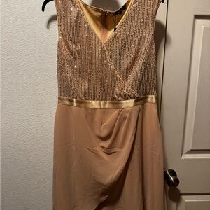 Elegant Gold Sequin Evening Dress